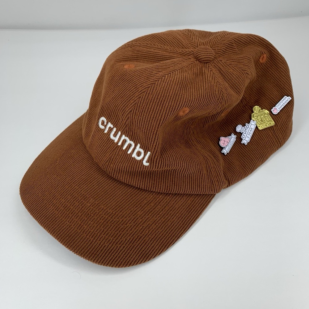 Crumbl Cookies Hat & Pins Womens Employee Uniform Adjustable Corduroy Cap